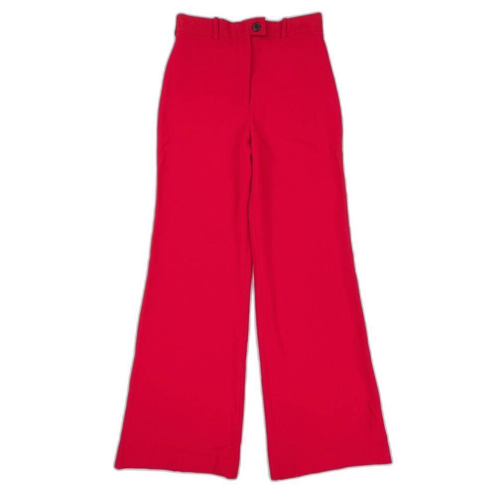 ZARA Tailored Wide Leg Trouser Dress Pants Red Minimal French Girl Clean Girl